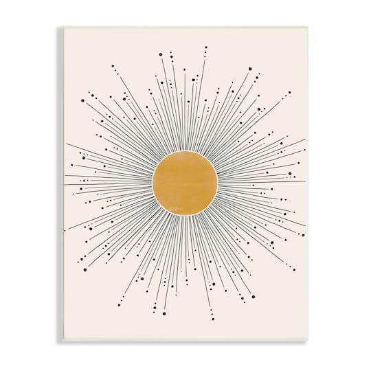 Stupell Industries Art Deco Summer Sun Geometric Line Bursts Wall Plaque